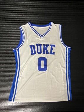Duke White & Blue Basketball Jersey with #0 Jared McCain